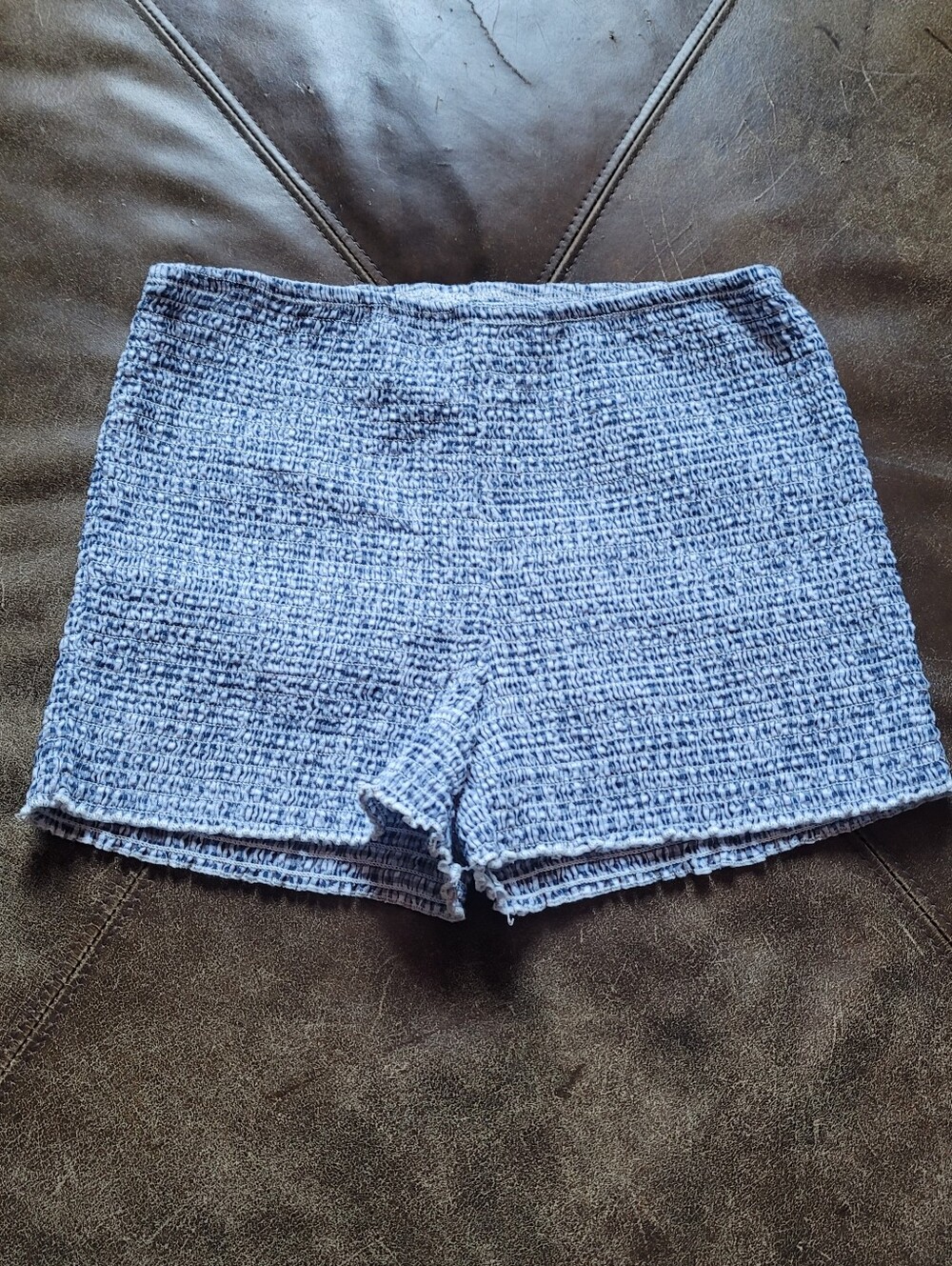 Blue & White Gingham Smocked Retro Style Shorts